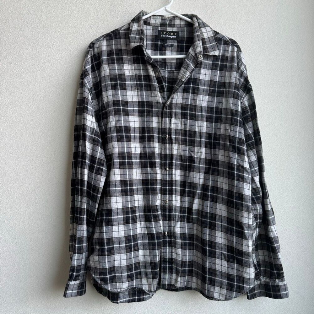 THE KOOPLES Black White Soft Flannel Oversized Relaxed Grunge Skull Size 2 Large